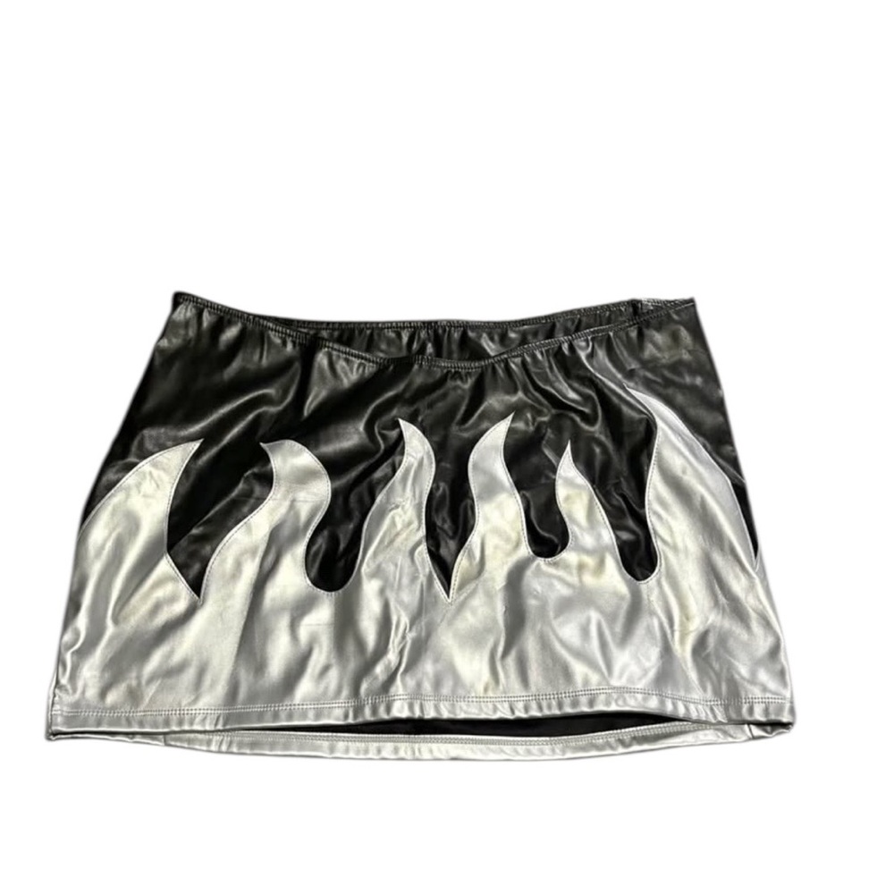 Metallic Flame Pattern Faux Leather Skirt Size 0XL